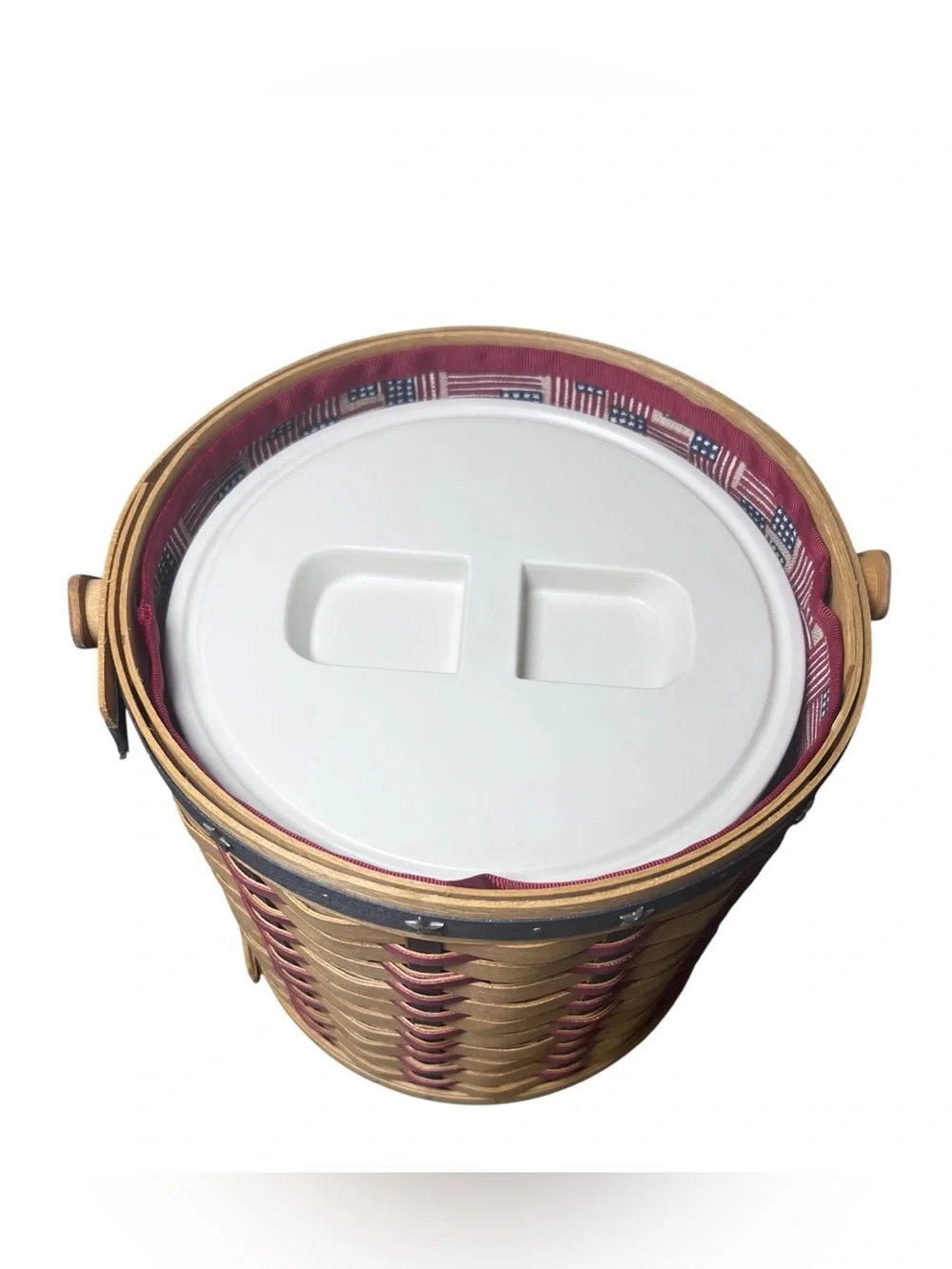 Longaberger 2004 Vintage Proudly American Ice Bucket Basket Set Lid w/ Star Knob